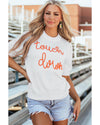 White Touchdown Tinsel Puff Short Sleeve Crew Neck Sweater - XL