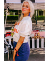 White Touchdown Tinsel Puff Short Sleeve Crew Neck Sweater - XL