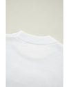 White Touchdown Tinsel Puff Short Sleeve Crew Neck Sweater - XL