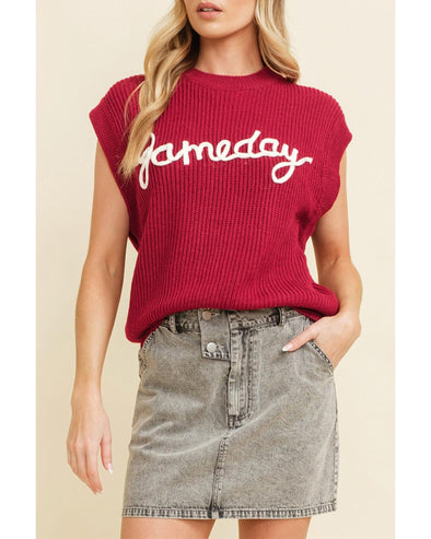 Racing Red Game Day Rugby Football Season Sweater Vest - M