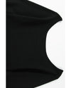 Black Ribbed Knit Long Sleeve Scoop Neck Peplum Patchwork Top - S