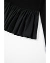 Black Ribbed Knit Long Sleeve Scoop Neck Peplum Patchwork Top - S
