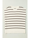 Azura Exchange Brown Stripe Side Slits Crewneck Short Sleeve Sweater Tee - L