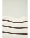 Azura Exchange Brown Stripe Side Slits Crewneck Short Sleeve Sweater Tee - L