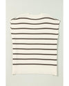 Azura Exchange Brown Stripe Side Slits Crewneck Short Sleeve Sweater Tee - XL