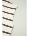 Azura Exchange Brown Stripe Side Slits Crewneck Short Sleeve Sweater Tee - XL