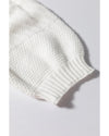 White Multicolor Stitch Detail Cable Knit Short Sleeve Sweater - L