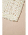 Azura Exchange White Hollow Out Knit Bracelet Sleeve Drop Shoulder Sweater - M