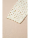 Azura Exchange White Hollow Out Knit Bracelet Sleeve Drop Shoulder Sweater - M