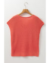 Flamingo Solid Textured Knitted Notch V Neck Sweater T Shirt - XL