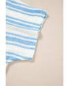 Sky Blue Stripe Boxy Fit Wide Sleeve Sweater T Shirt - M
