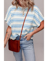 Sky Blue Stripe Boxy Fit Wide Sleeve Sweater T Shirt - M
