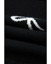 Black Bow Print Side Ties Scalloped Hem Sweater T Shirt - M