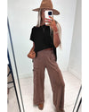 Black Solid Color Sweater Tee with Side Slits - M