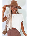 Jet Stream Solid Color Sweater Tee with Side Slits - M