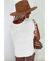 Jet Stream Solid Color Sweater Tee with Side Slits - M