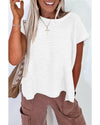 Jet Stream Solid Color Sweater Tee with Side Slits - M