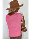 Sachet Pink Solid Color Sweater Tee with Side Slits - L
