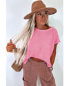 Sachet Pink Solid Color Sweater Tee with Side Slits - L