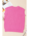 Bright Pink Western Horse Embroidered Round Neck Sweater Tee - M