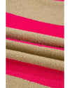 Pink Stripe Colorblock Short Sleeve Crew Neck Lightweight Sweater - XL