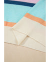 Multicolour Striped Color Block Flutter Sleeve Patchwork Sweater Top - S