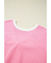 Bonbon Colorblock Bow V-Shape Cut Back Short Sleeve Sweater - M
