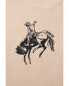 Oatmeal HOWDY Rodeo Cowboy Graphic High Neck Short Sleeve Sweater - XL