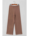 Straw Yellow High Waist Straight Leg Knitted Pants - L