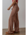 Straw Yellow High Waist Straight Leg Knitted Pants - M