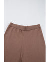 Straw Yellow High Waist Straight Leg Knitted Pants - M