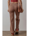 Straw Yellow High Waist Straight Leg Knitted Pants - M