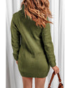 Azura Exchange Olive Cowl Neck Cable Knit Sweater Dress - S