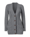 Dark Gray Front Pocket and Buttons Closure Cardigan - S
