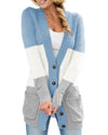 Blue Front Pocket and Buttons Closure Cardigan - 2 US