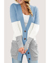 Blue Front Pocket and Buttons Closure Cardigan - 2 US