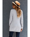 Gray Front Pocket and Buttons Closure Cardigan - 2XL