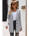 Gray Front Pocket and Buttons Closure Cardigan - 2XL
