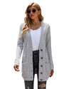 Gray Front Pocket and Buttons Closure Cardigan - 2XL