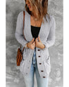 Gray Front Pocket and Buttons Closure Cardigan - 2XL