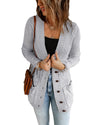 Gray Front Pocket and Buttons Closure Cardigan - 2XL