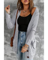 Gray Front Pocket and Buttons Closure Cardigan - 2XL