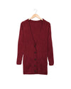 Burgundy Front Pocket and Buttons Closure Cardigan - 2XL