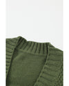 Green Front Pocket and Buttons Closure Cardigan - 2XL