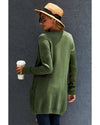 Green Front Pocket and Buttons Closure Cardigan - 2XL