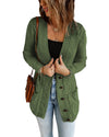Green Front Pocket and Buttons Closure Cardigan - 2XL