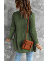 Green Front Pocket and Buttons Closure Cardigan - 2XL