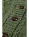 Green Front Pocket and Buttons Closure Cardigan - 2XL