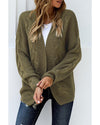 Olive Chunky Wide Long Sleeve Knit Cardigan - L