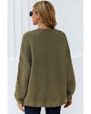 Olive Chunky Wide Long Sleeve Knit Cardigan - L